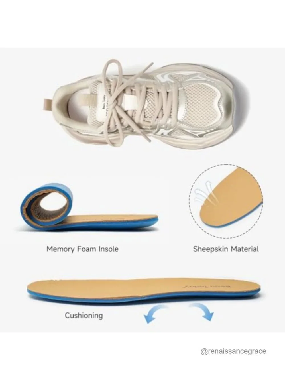 Chunky Platform Sneakers for Women Breathable Mesh Lace-up Wide Width Non-Slip